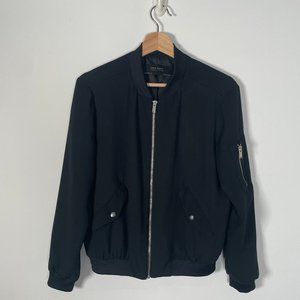 Zara Black Bomber Zip-up Lined Jacket XS